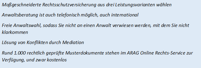 ARAG Rechtsschutzversicherung Vorteile