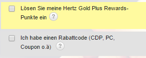 Hertz Autovermietung - Rewards Punkte einlösen